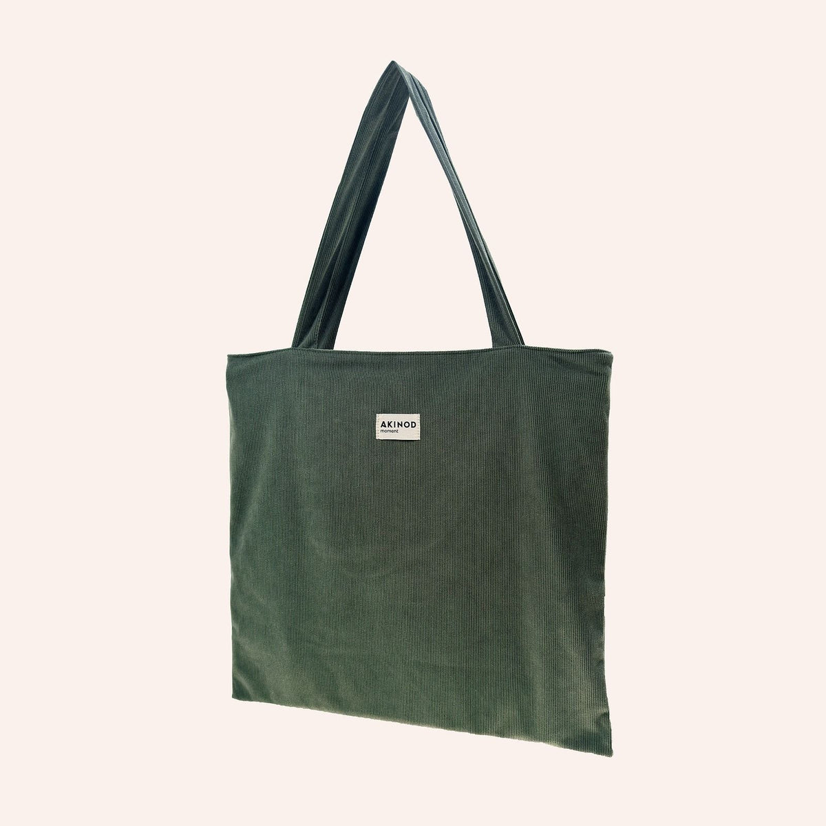 Totebag en velours côtelé vert