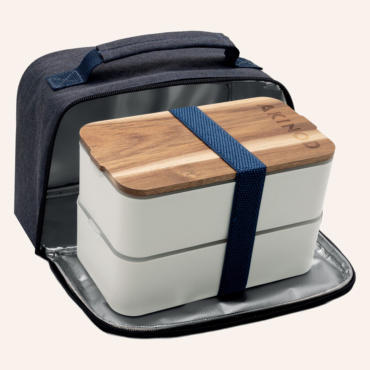 Bento + Lunch bag 11:58, Blanc / Bleu jeans